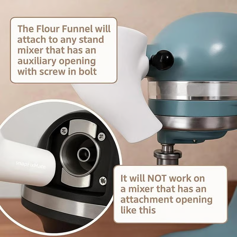 FlourFlow – Trichter mit gleichmäßiger Ausgussöffnung für Küchenmaschinen