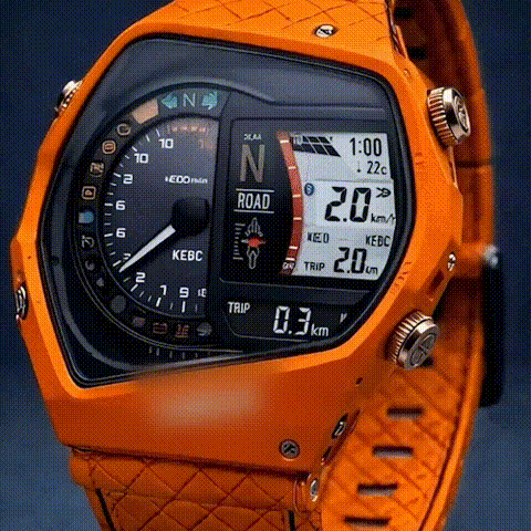 ⌚Yamaha Rennuhr | Duale analog-digitale Anzeige | Geschwindigkeits- und Tageskilometerzähler | Robustes oranges Design