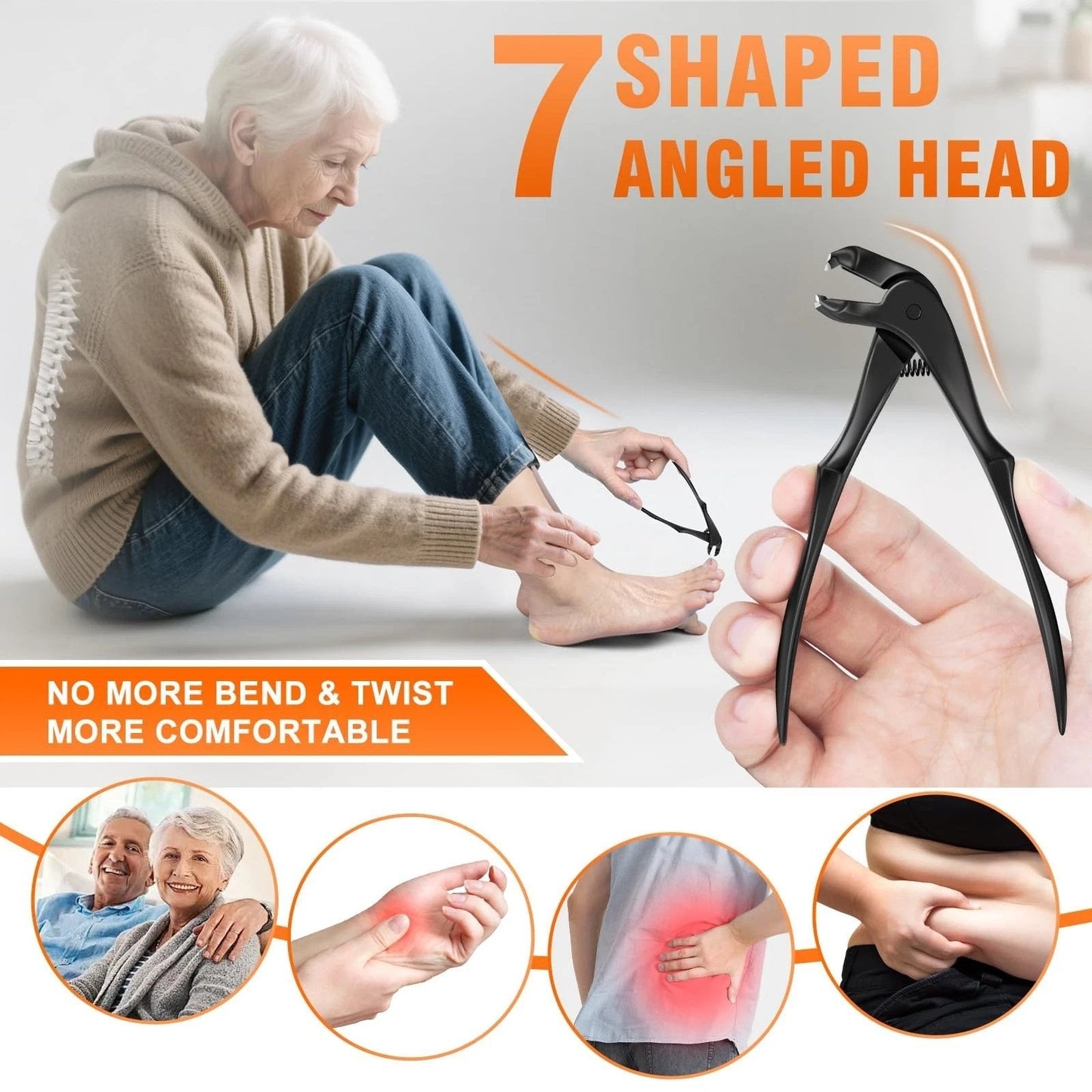 ✂️🖤 Easy-Grip Curved Nail Clipper for Seniors
